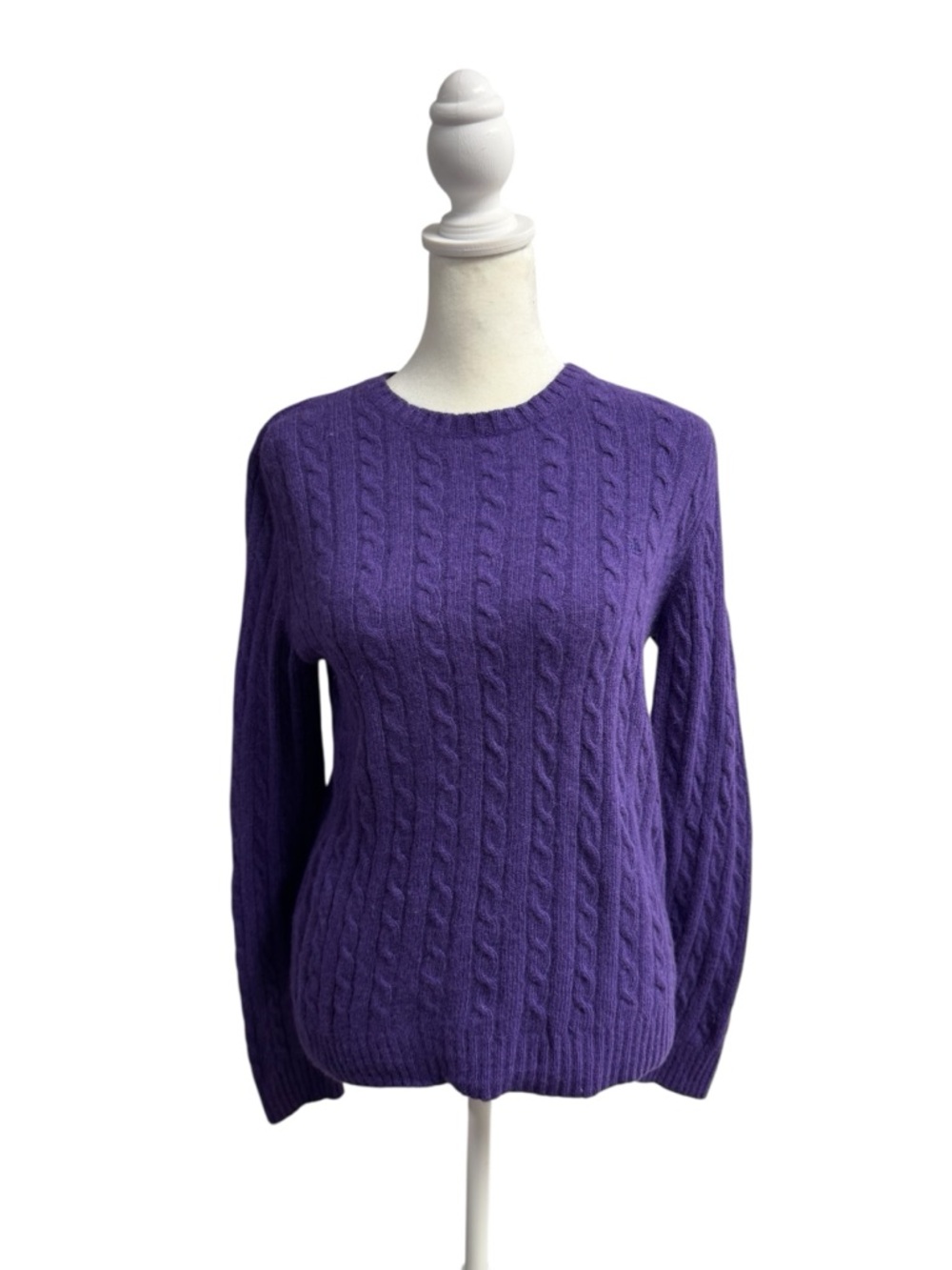 Lauren Ralph Lauren LRL Cable Knit Long Sleeve Pullover Sweater Purple Medium